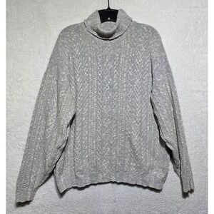 Vintage Jantzen Classics Men's Grey Cable Knit Turtleneck Sweater USA Large